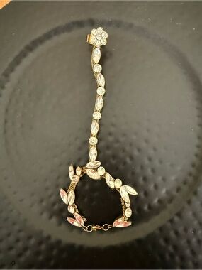 Gold Crystal Hand Chain Bracelet with Clear Stones